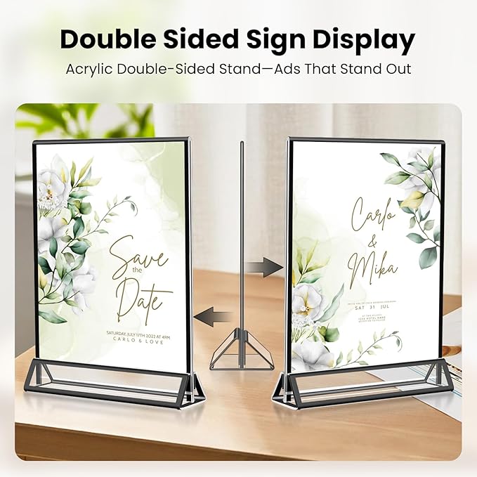 Acrylic Black Sign Holders 5x7, 12 Pack Wedding Black Table Number Holders - Image 5
