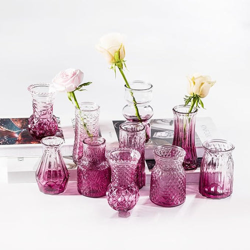 10 Pcs Pink Flower Bud Vases, Loose Transparent Flower Bud Vases, Small Vases - Image 2