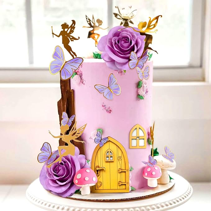 JeVenis Purple Fairy Cake Decoration Mushroom Cake Decoration Fairy Cake - Image 7