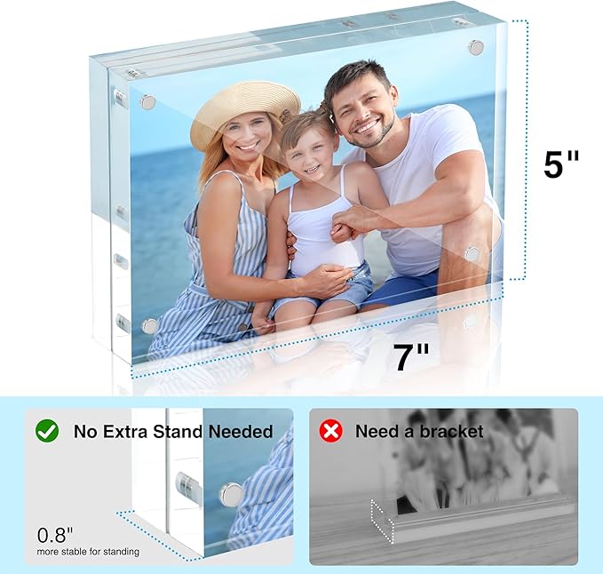 HOUSE DAY Acrylic Picture Frames 5x7, 1 Pack Magnetic 5x7 Picture Frame - Image 6