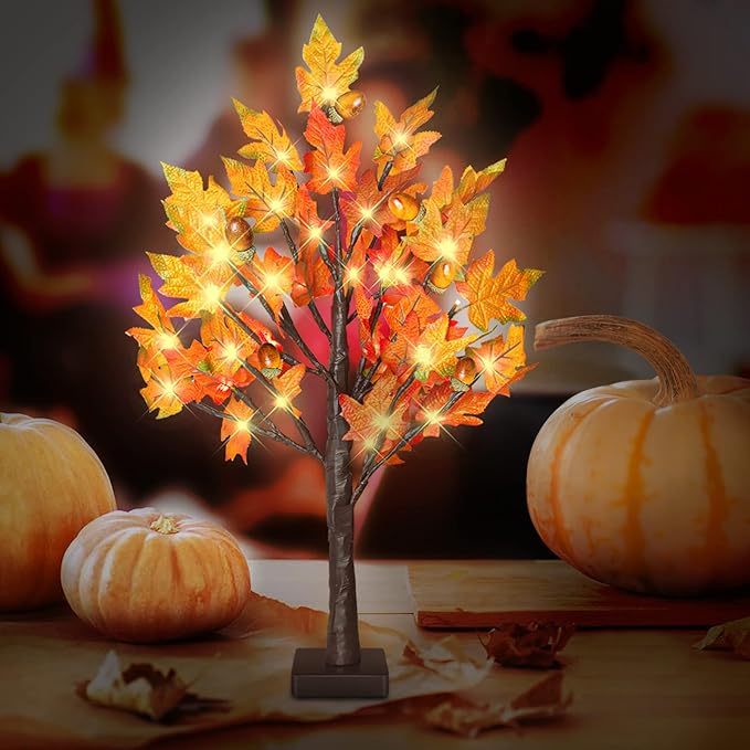 24 Inch Fall Lighted Maple Tree, 2FT Fall Tree - Image 8