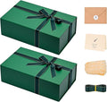 LIFELUM Gift Boxes with Lids 2 Pack 13.85 x 8.35 x 4.45 inch Green Christmas by LIFELUM