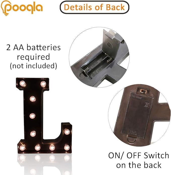 Pooqla Decorative LED Illuminated Letter Marquee Sign - Image 3
