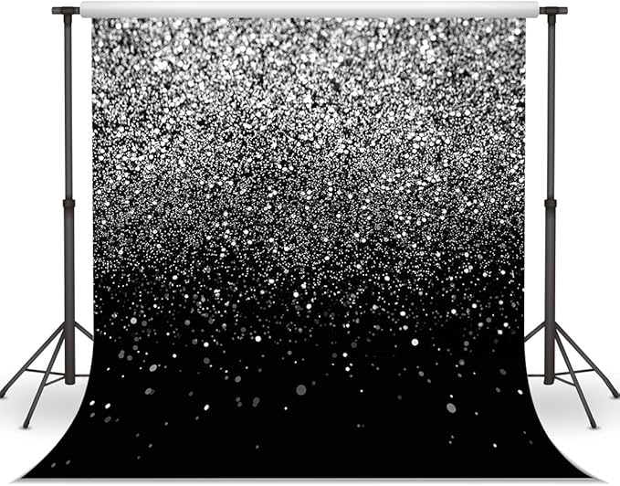 WOLADA Black and Silver Backdrop Silver Glitter Backdrop - Image 2