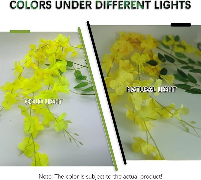 12 Pack Yellow Wisteria Hanging Flowers Garland, 3.77 Feet Artificial Flower - Image 2