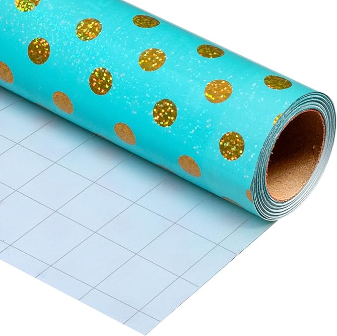 Burymento Blue Holographic Dots Wrapping Paper, Reversible Gold Gift Wrap by BurymentoisaprofessionalwrappingpaperbrandThewrappingpaperismadeofkraftpaperpearlescentmatteglossyglitterbrushedlaserandothermaterialsdouble-sidedprintingbackcuttingandotherdetailsOriginalpatternscarefullymadewrappingpaperbrand