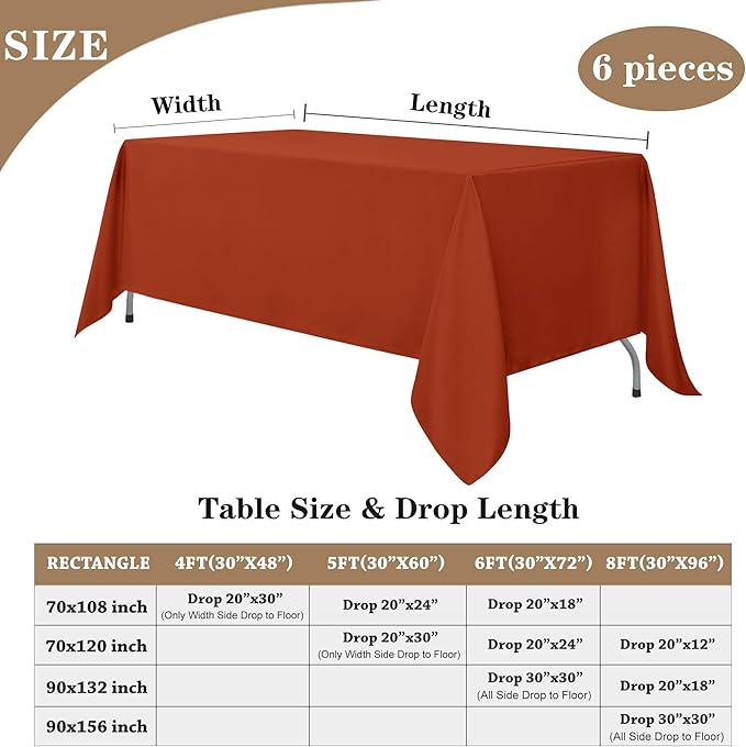 Fitable Rust Rectangle Tablecloths - Image 2