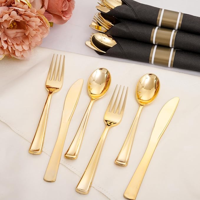 Supernal 60 Pack Gold Silverware, Pre Wrapped - Image 4