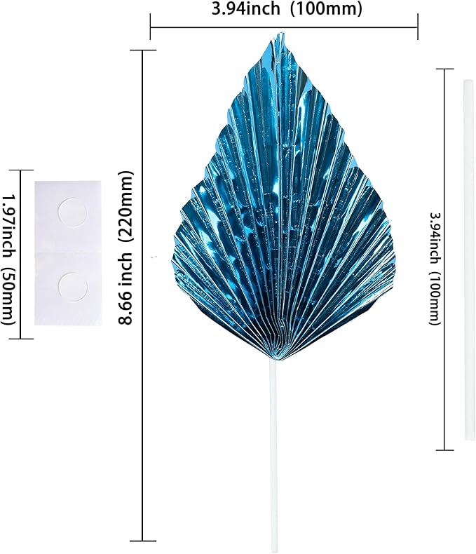 Ephlyn 6Pcs Paper Palm Leaves Fan Cake Toppers Palm Leaf Fan Cake Picks Craft - Image 2