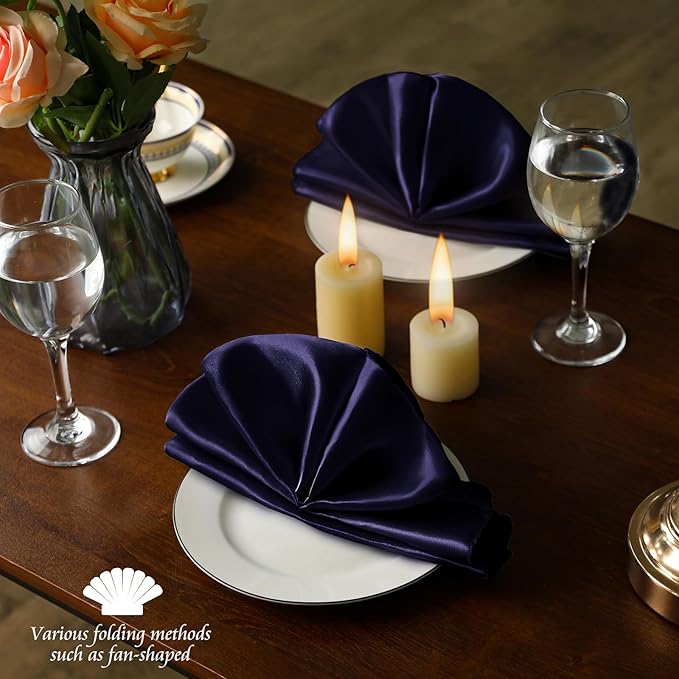 Manyshofu 60 Pieces Purple Satin Napkins - Image 6
