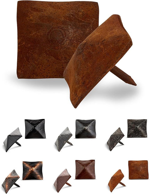 10 Pack 1.25" Square Head Iron Clavos Decorative Nails – Rusted – Handmade by BorderlandRusticHardware