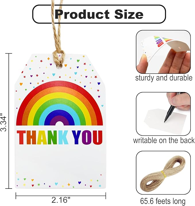 100Pcs Rainbow Heart Gift Tags - Image 2