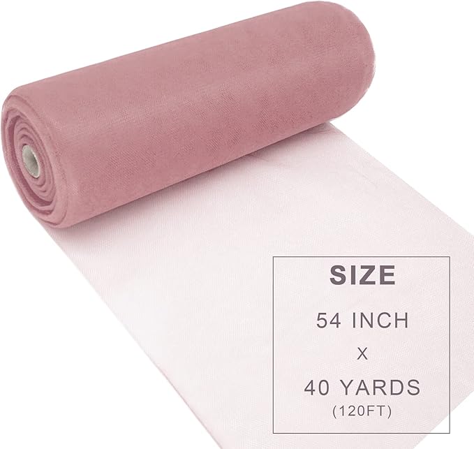 Dusty Rose Tulle Fabric Roll Spool Bolt Large Tulle Wedding Party Decoration - Image 4