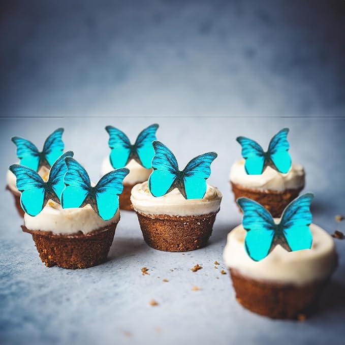 Ephlyn 48Pcs Edible Butterfly Cupcake Toppers Cute 3D Butterfly Cake Picks - Image 6
