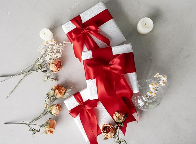 Red Satin Ribbon 2.5 Inch Double-Faced Ribbons 25 Yards - Image 6