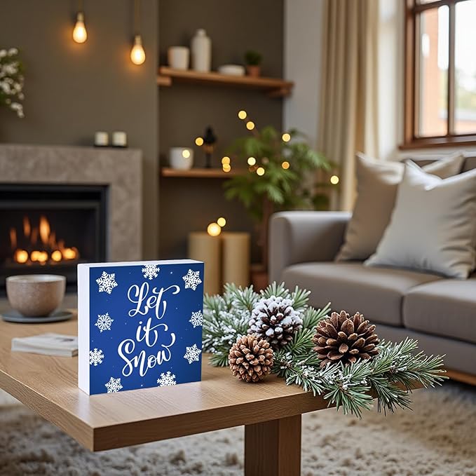 Winter Decorations Indoor Winter Decor Let It Snow Home Room Snowflakes Table - Image 3