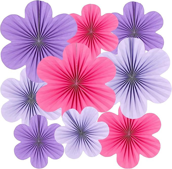Paper Flowers Decorations for Wall Purple Paper Fans Classroom Decoration by EasyJoy
