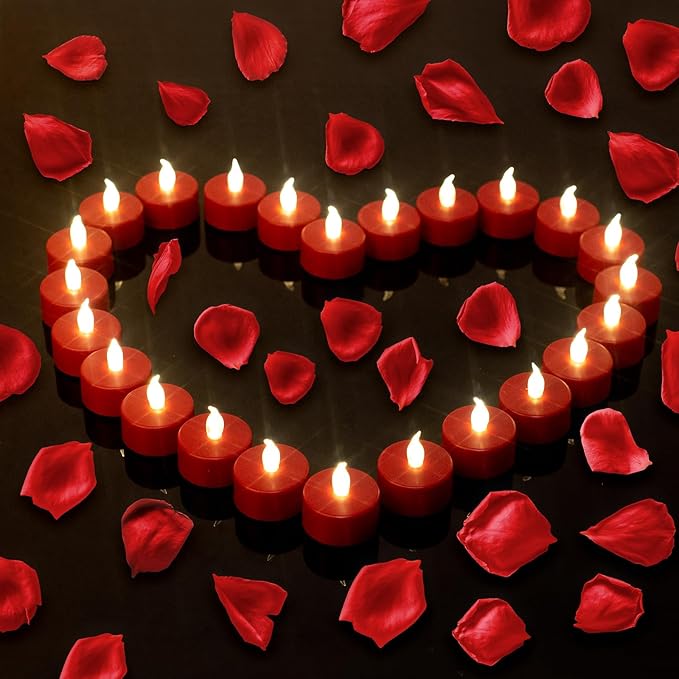 LED Tea Lights Candles- 50PACK Red Flameless Candles Realistic and Bright - Image 2
