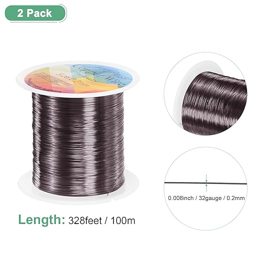 2-Rolls 0.2mm Jewelry Wire, 32 Gauge 328FT Craft Wire Copper Beading Wire - Image 3