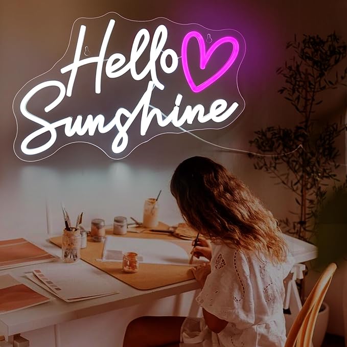 Hello Sunshine Neon Signs for Wall Decor White LED Neon Sign for Room Neon - Image 7