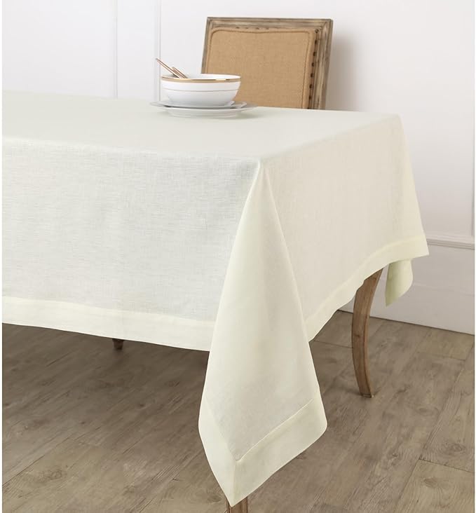 Solino Home Ivory Linen Tablecloth 54 x 72 Inch by SolinoHome
