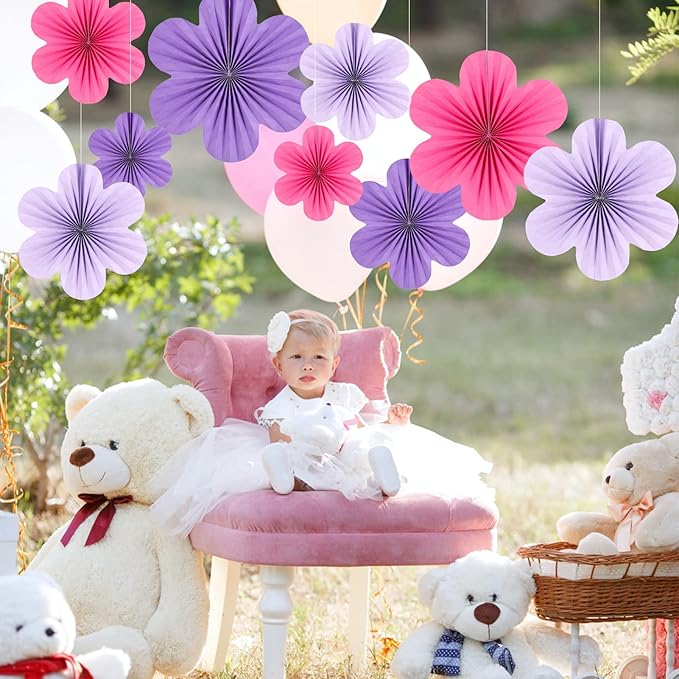 SUNBEAUTY Flower Party Decorations Paper Fans Classroom Decoration Paper Floral - Image 6