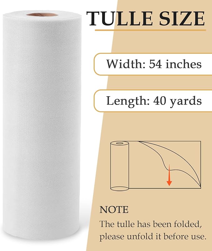 White Tulle Fabric Roll - Image 2