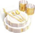NOCCUR 175PCS Gold Plastic Plates by NOCCUR