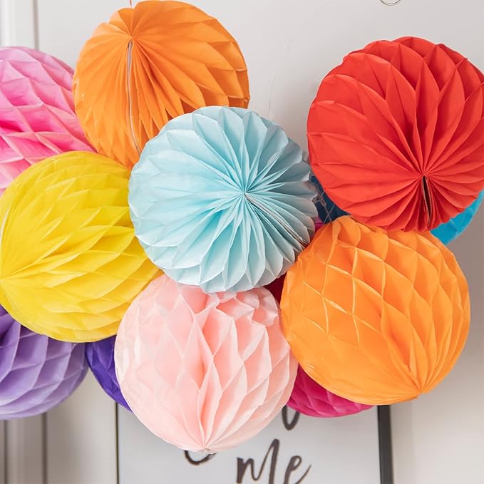 Colorful Rainbow Hanging Tissue Paper Honeycomb Balls Pride Party Decorations - Image 5