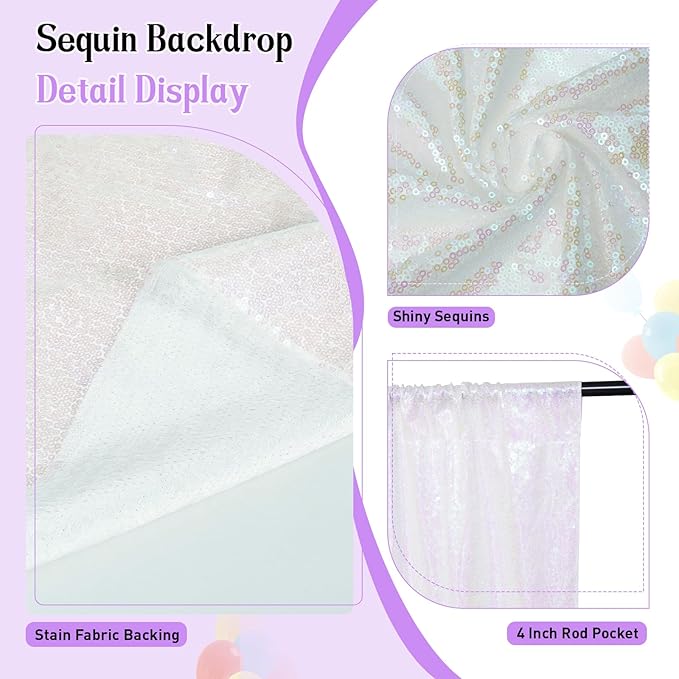 SquarePie Sequin Backdrop Curtain Not See Through Thick Glitter Background - Image 3