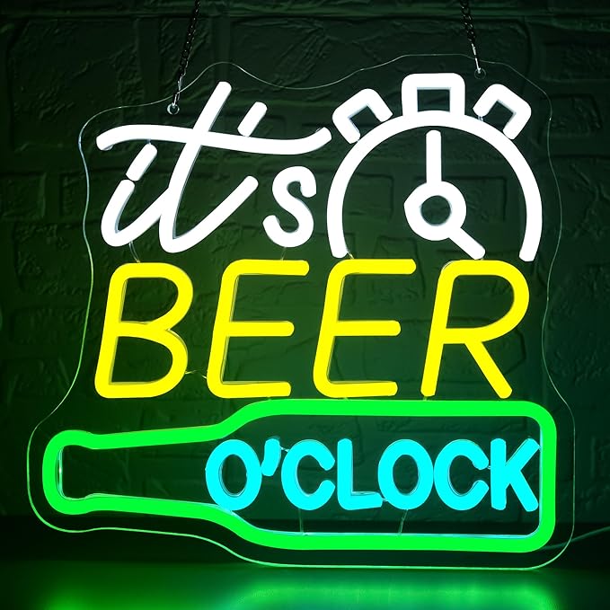 Its Beer O’Clock Neon Sign for Wall Decor Beer Neon Light for Man Cave Dimmable by FuzuneliDimmableLEDNeon