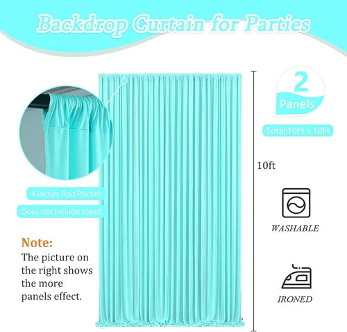 10 x 10 Feet Blue-Green Backdrop Curtain - Image 2