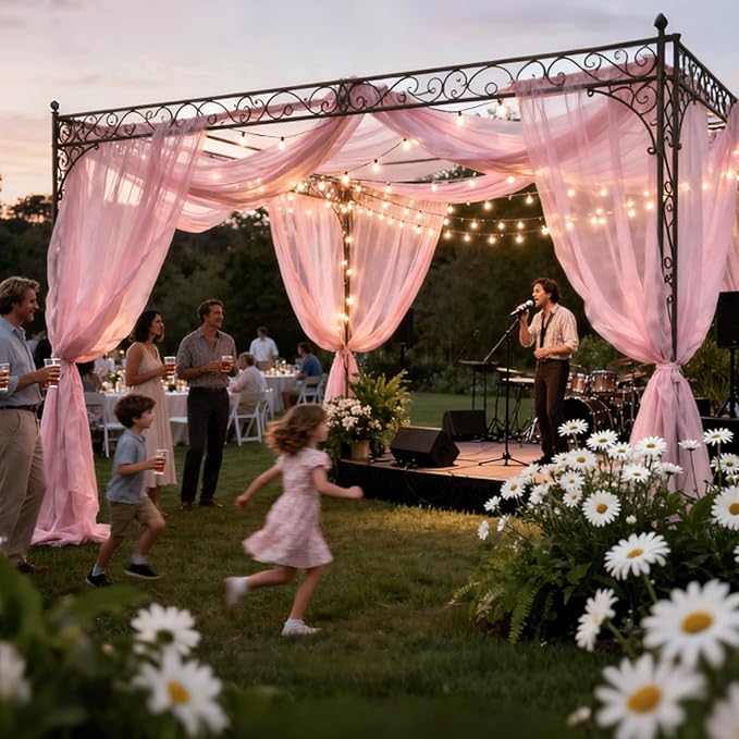 Wedding Arch Draping Fabric 29" x 18 FT Light Pink Sheer Chiffon Outdoor - Image 4