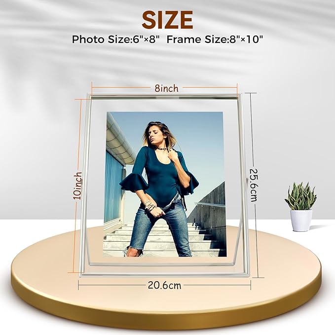Silver Floating Frame, For Picture 7x9, Tabletop Shelf Photo Frame, Classy Gift - Image 2