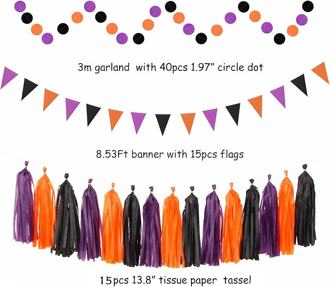 Orange Black Purple Halloween Party-Decorations - Image 3