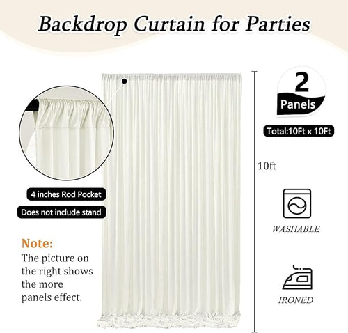 10 x 10 Feet Ivory White Backdrop Curtain - Image 2