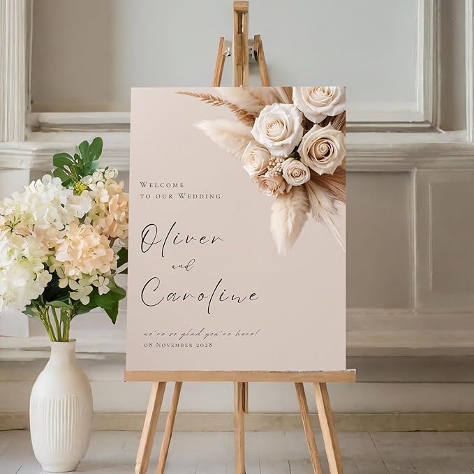 Welcome Wedding Signs, Elegant White Cream Beige Wedding Sign Decorations - Image 3