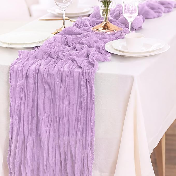 10-Pack Lilac Cheesecloth Table Runners – 10FT Boho Rustic Gauze Fabric Cheese - Image 3