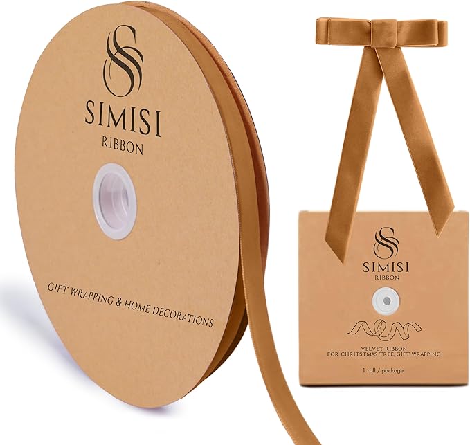 Copper Velvet Ribbon 3/8'' 25 Yards by SIMISIRIBBON
