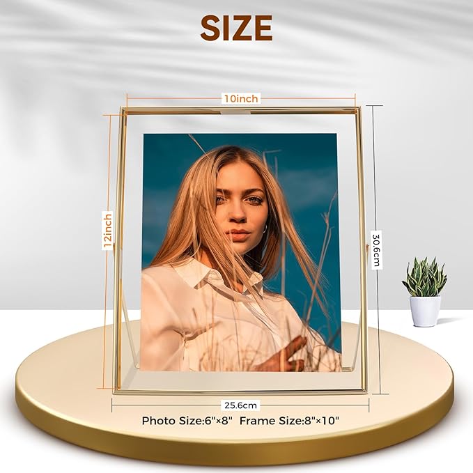 Gold Floating Frame, For Picture 8.5x11, Tabletop Shelf Photo Frame, Classy For - Image 2