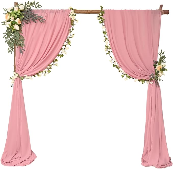 6 Panels Dusty Rose Wedding Arch Drapery 28" x 20Ft Outdoor Curtain Drapes - Image 2