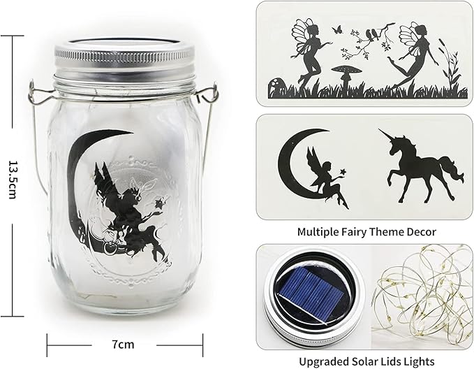 8 Pack Solar Fairy Star Firefly Jar Lid Lights - Image 2
