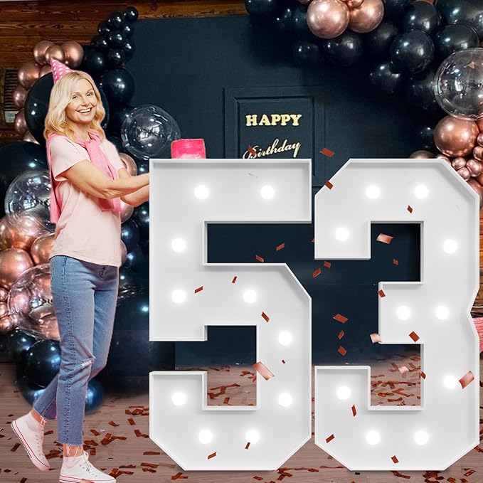 Marquee Numbers Large 53rd-Birthday Decorations: 4ft Light Up Number Party - Image 7