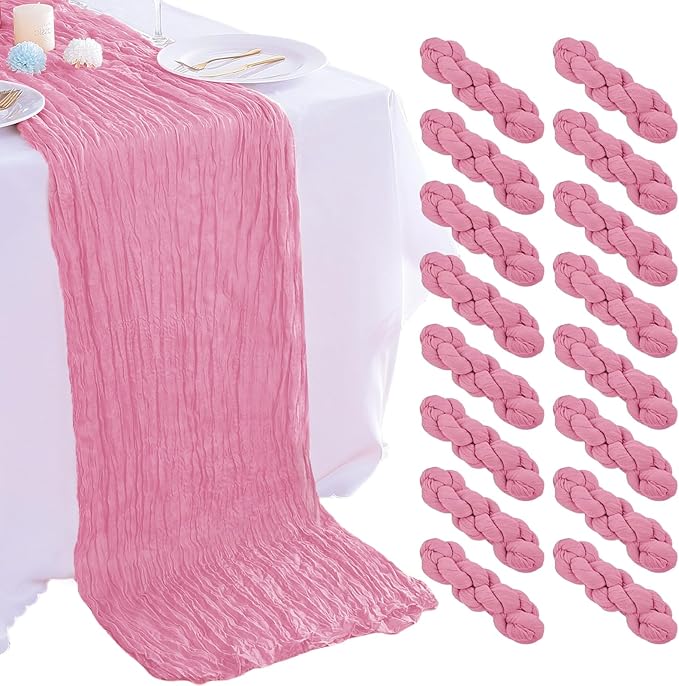 16PCS Dusty Rose Cheesecloth Table Runner 10FT Table Runner Cheesecloth by AIRIT+LOVELY