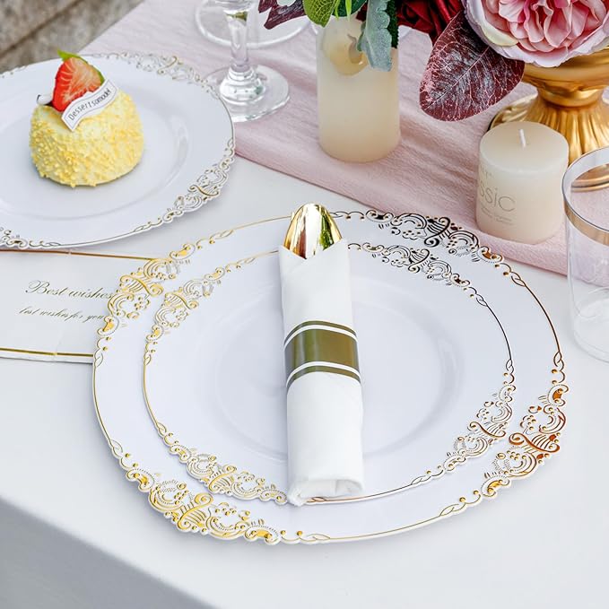 Nervure 350PCS Gold Plastic Plates - Image 5