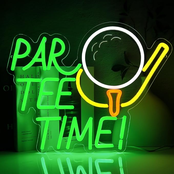Neon Sign for Wall Decor, Par Tee Time Neon Sign, 16.14" x 12.8" Golfing LED by PMCVYH