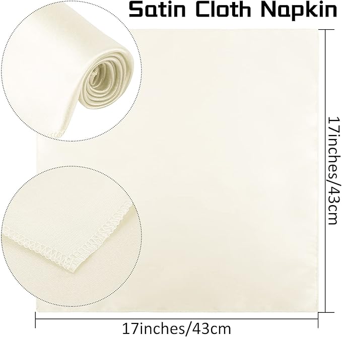 ANECO 12 Pieces Satin Napkins Soft Dinner Napkins Square Table Napkins 17 x 17 - Image 2