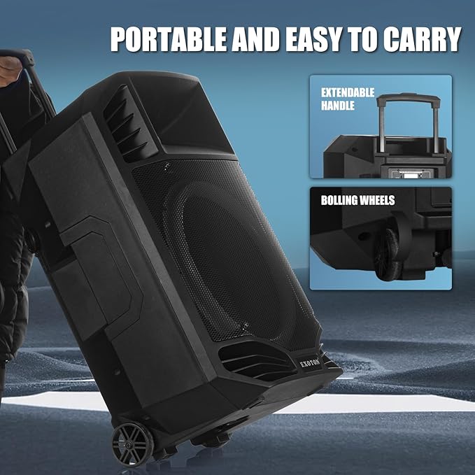 EXOTON S-1501 15 Inch Portable Rechargeable PA Speaker - 1600W - Image 8