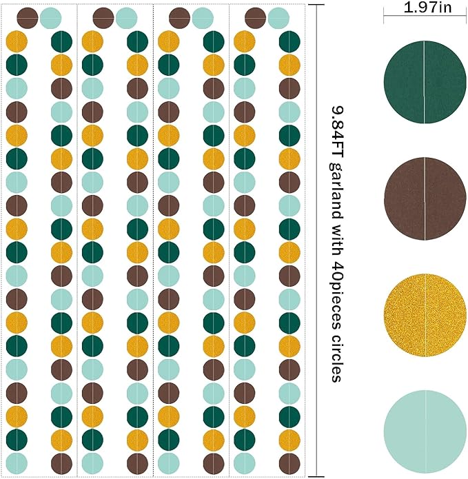 Sage-Green Gold Brown Party Decorations - 52FT Paper Streamers Gender Neutral - Image 2