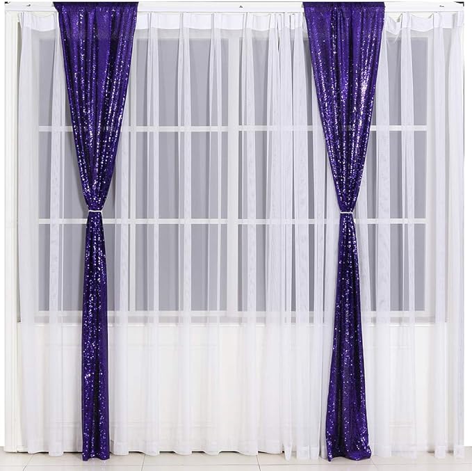 Eternal Beauty Sequin Backdrop Curtains, 2x8 Ft-2 Panels Purple Back Drop - Image 4